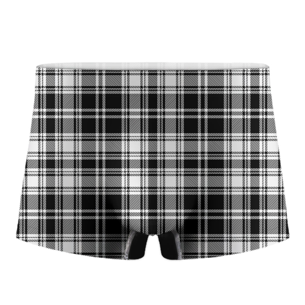 Black And White Plaid Pattern Print Men's Boxer Briefs