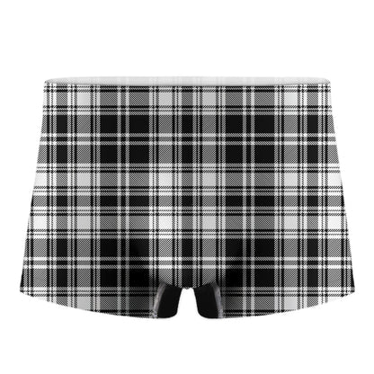Black And White Plaid Pattern Print Men's Boxer Briefs
