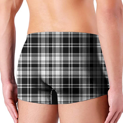 Black And White Plaid Pattern Print Men's Boxer Briefs