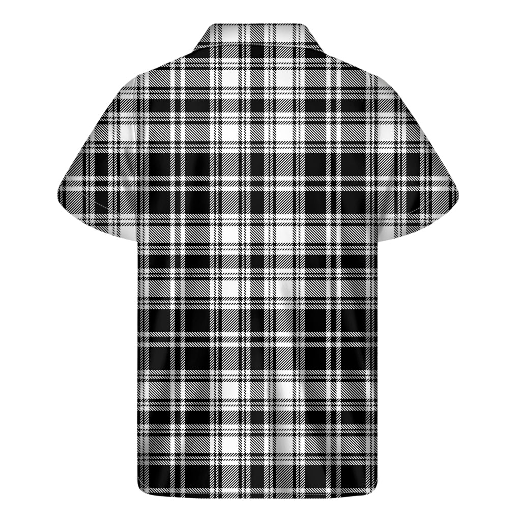 Black And White Plaid Pattern Print Men's Short Sleeve Shirt