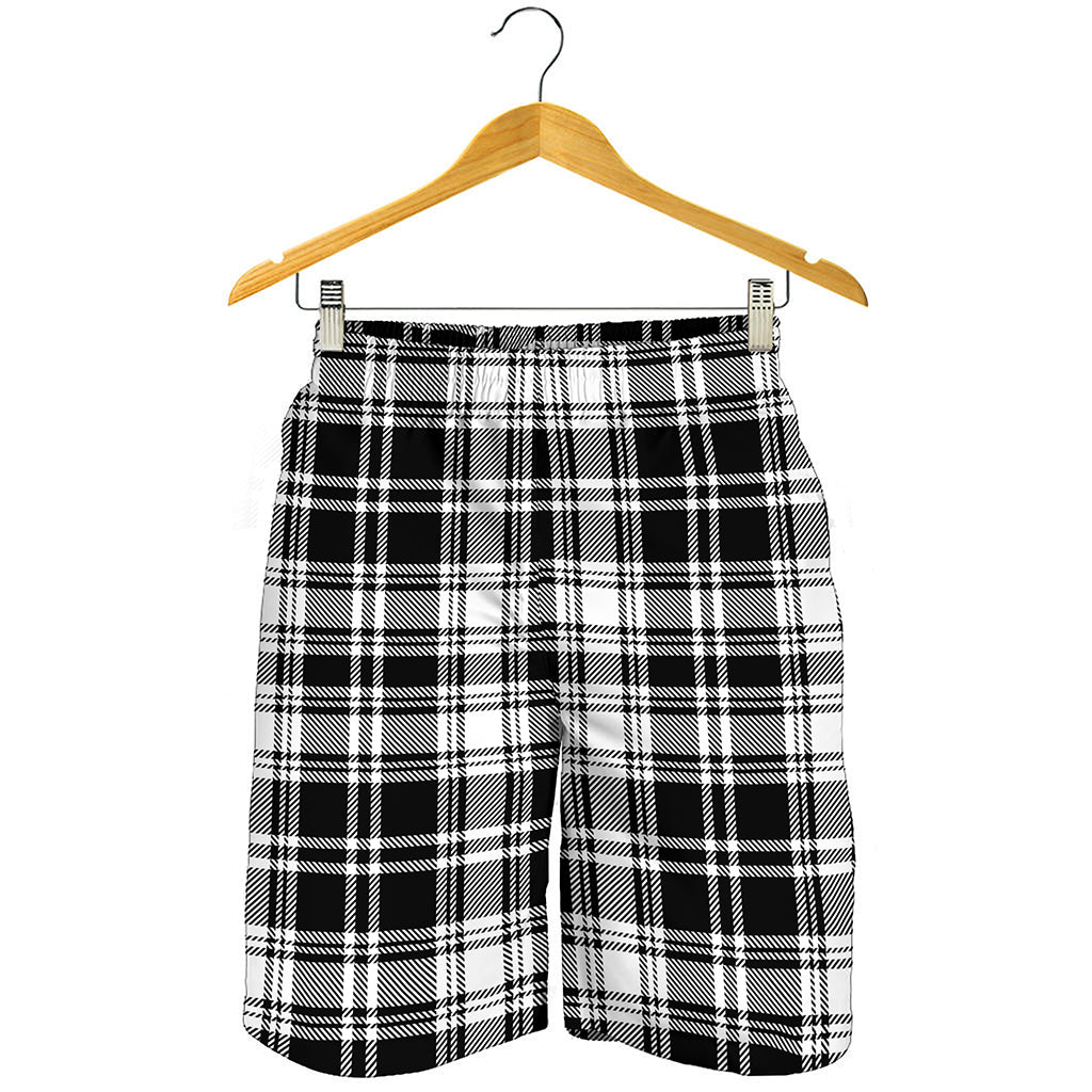 Black And White Plaid Pattern Print Men's Shorts