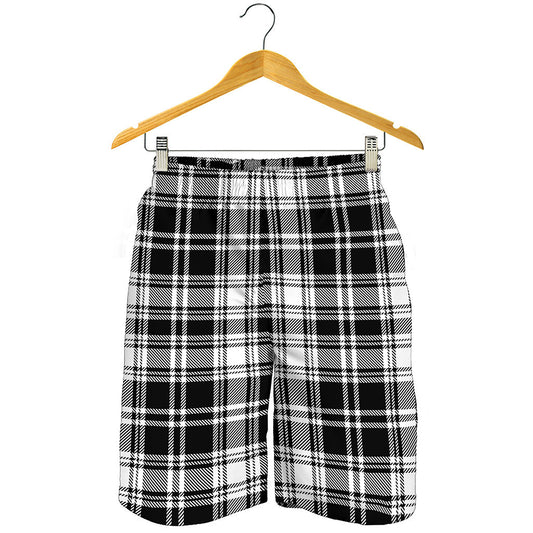 Black And White Plaid Pattern Print Men's Shorts