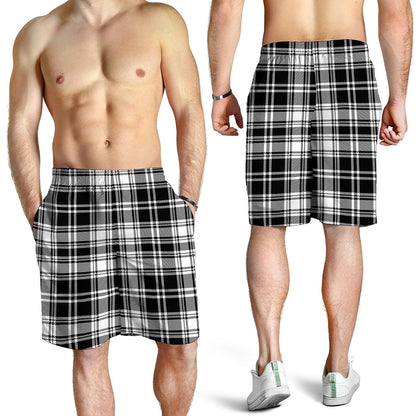 Black And White Plaid Pattern Print Men's Shorts