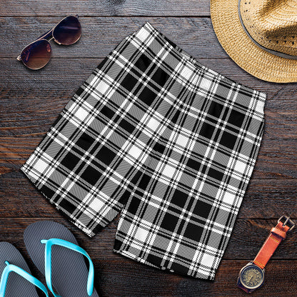 Black And White Plaid Pattern Print Men's Shorts