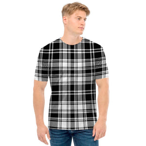 Black And White Plaid Pattern Print Men's T-Shirt