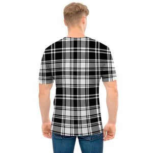 Black And White Plaid Pattern Print Men's T-Shirt