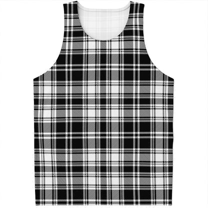 Black And White Plaid Pattern Print Men's Tank Top
