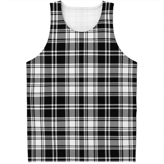 Black And White Plaid Pattern Print Men's Tank Top