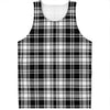 Black And White Plaid Pattern Print Men's Tank Top