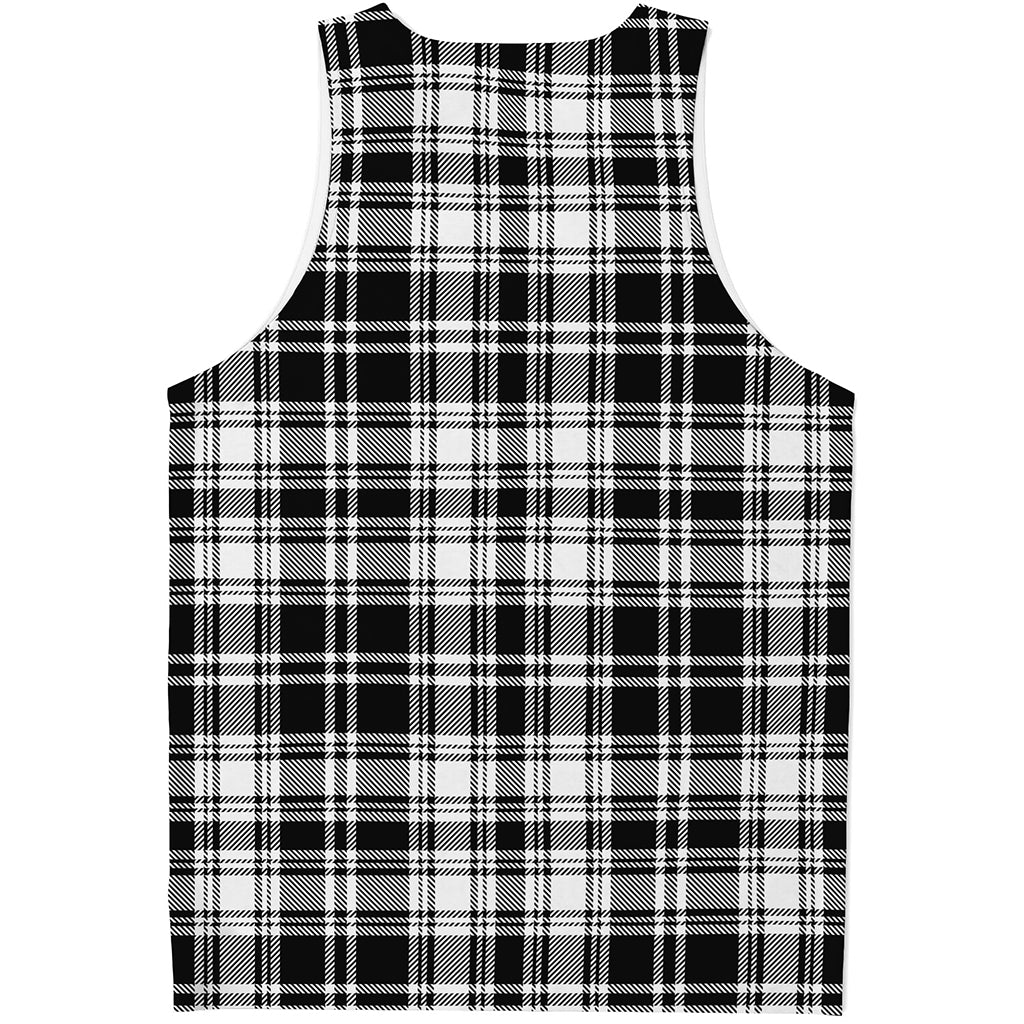 Black And White Plaid Pattern Print Men's Tank Top