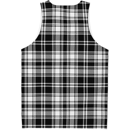 Black And White Plaid Pattern Print Men's Tank Top