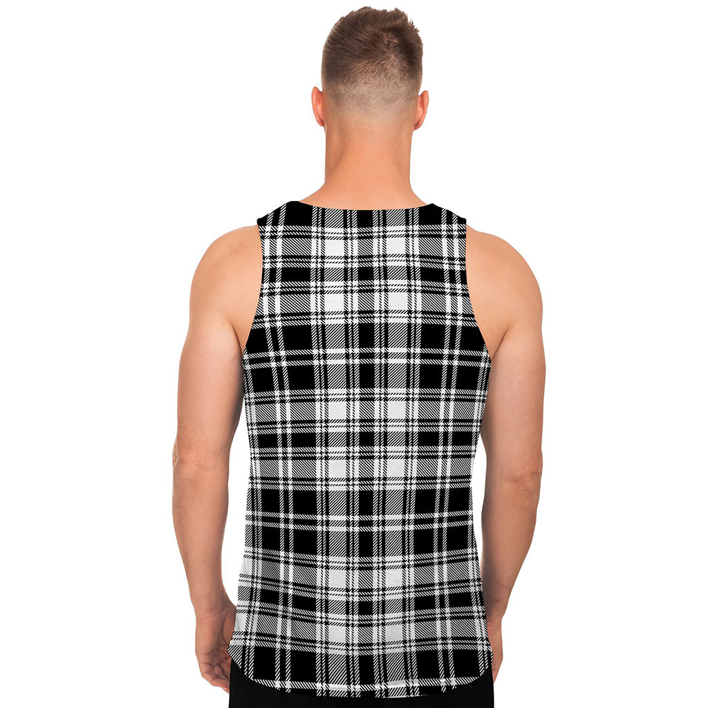 Black And White Plaid Pattern Print Men's Tank Top