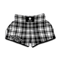 Black And White Plaid Pattern Print Muay Thai Boxing Shorts