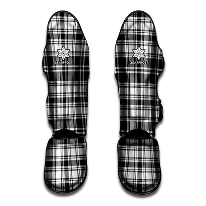 Black And White Plaid Pattern Print Muay Thai Shin Guard