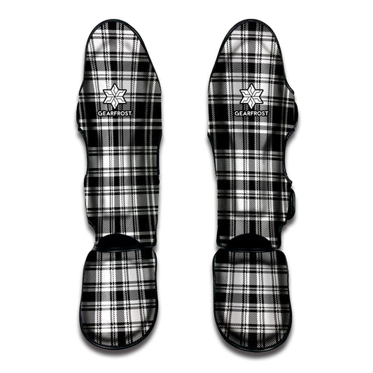 Black And White Plaid Pattern Print Muay Thai Shin Guard