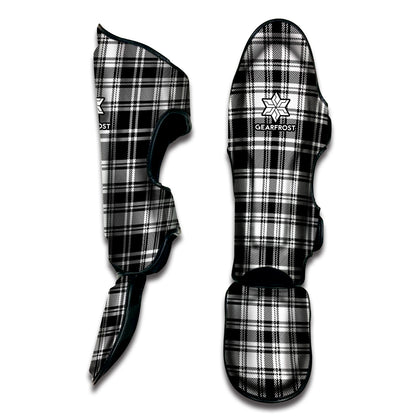 Black And White Plaid Pattern Print Muay Thai Shin Guard