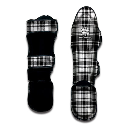 Black And White Plaid Pattern Print Muay Thai Shin Guard