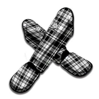 Black And White Plaid Pattern Print Muay Thai Shin Guard