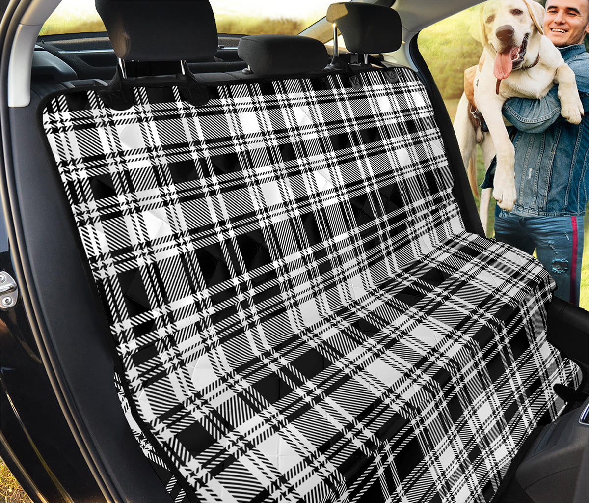 Black And White Plaid Pattern Print Pet Car Back Seat Cover