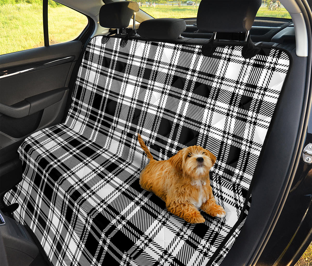 Black And White Plaid Pattern Print Pet Car Back Seat Cover