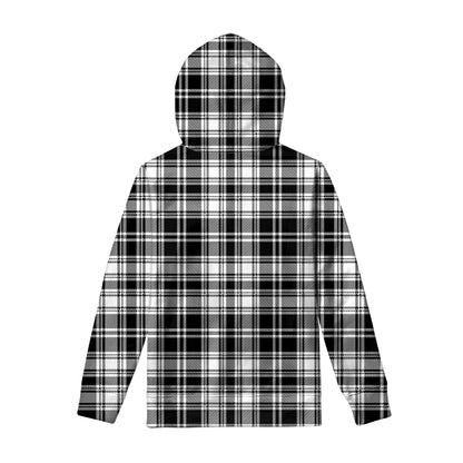 Black And White Plaid Pattern Print Pullover Hoodie
