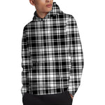 Black And White Plaid Pattern Print Pullover Hoodie