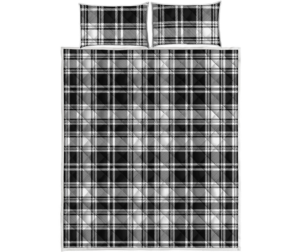 Black And White Plaid Pattern Print Quilt Bed Set