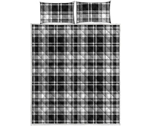 Black And White Plaid Pattern Print Quilt Bed Set