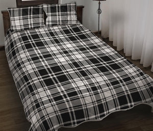 Black And White Plaid Pattern Print Quilt Bed Set