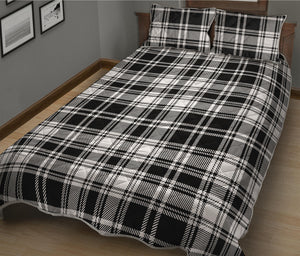 Black And White Plaid Pattern Print Quilt Bed Set