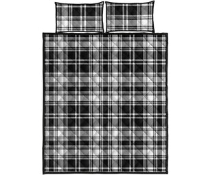 Black And White Plaid Pattern Print Quilt Bed Set