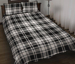 Black And White Plaid Pattern Print Quilt Bed Set