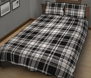 Black And White Plaid Pattern Print Quilt Bed Set