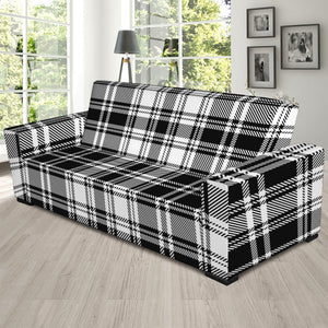 Black And White Plaid Pattern Print Sofa Slipcover