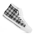Black And White Plaid Pattern Print White High Top Shoes