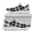 Black And White Plaid Pattern Print White Running Shoes