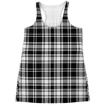 Black And White Plaid Pattern Print Women's Racerback Tank Top