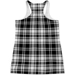 Black And White Plaid Pattern Print Women's Racerback Tank Top