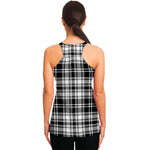 Black And White Plaid Pattern Print Women's Racerback Tank Top