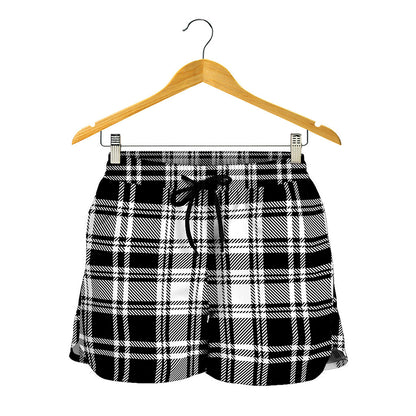 Black And White Plaid Pattern Print Women's Shorts