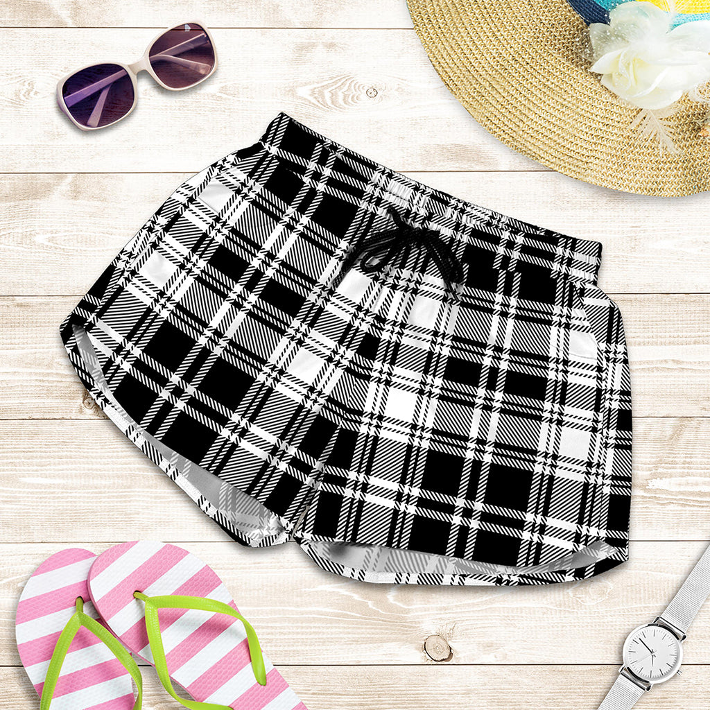 Black And White Plaid Pattern Print Women's Shorts