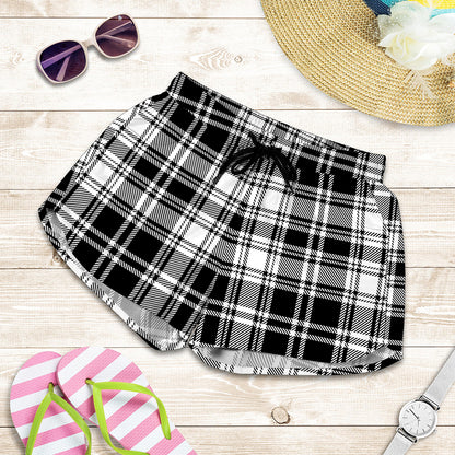 Black And White Plaid Pattern Print Women's Shorts
