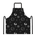 Black And White Planets Pattern Print Apron