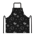 Black And White Planets Pattern Print Apron