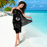 Black And White Planets Pattern Print Beach Sarong Wrap