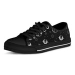 Black And White Planets Pattern Print Black Low Top Shoes