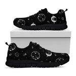 Black And White Planets Pattern Print Black Sneakers