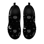 Black And White Planets Pattern Print Black Sneakers