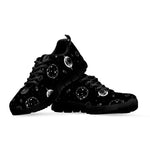 Black And White Planets Pattern Print Black Sneakers