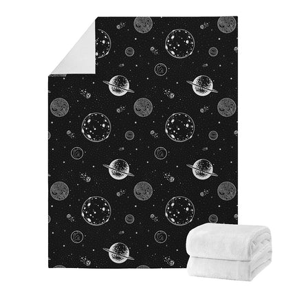 Black And White Planets Pattern Print Blanket